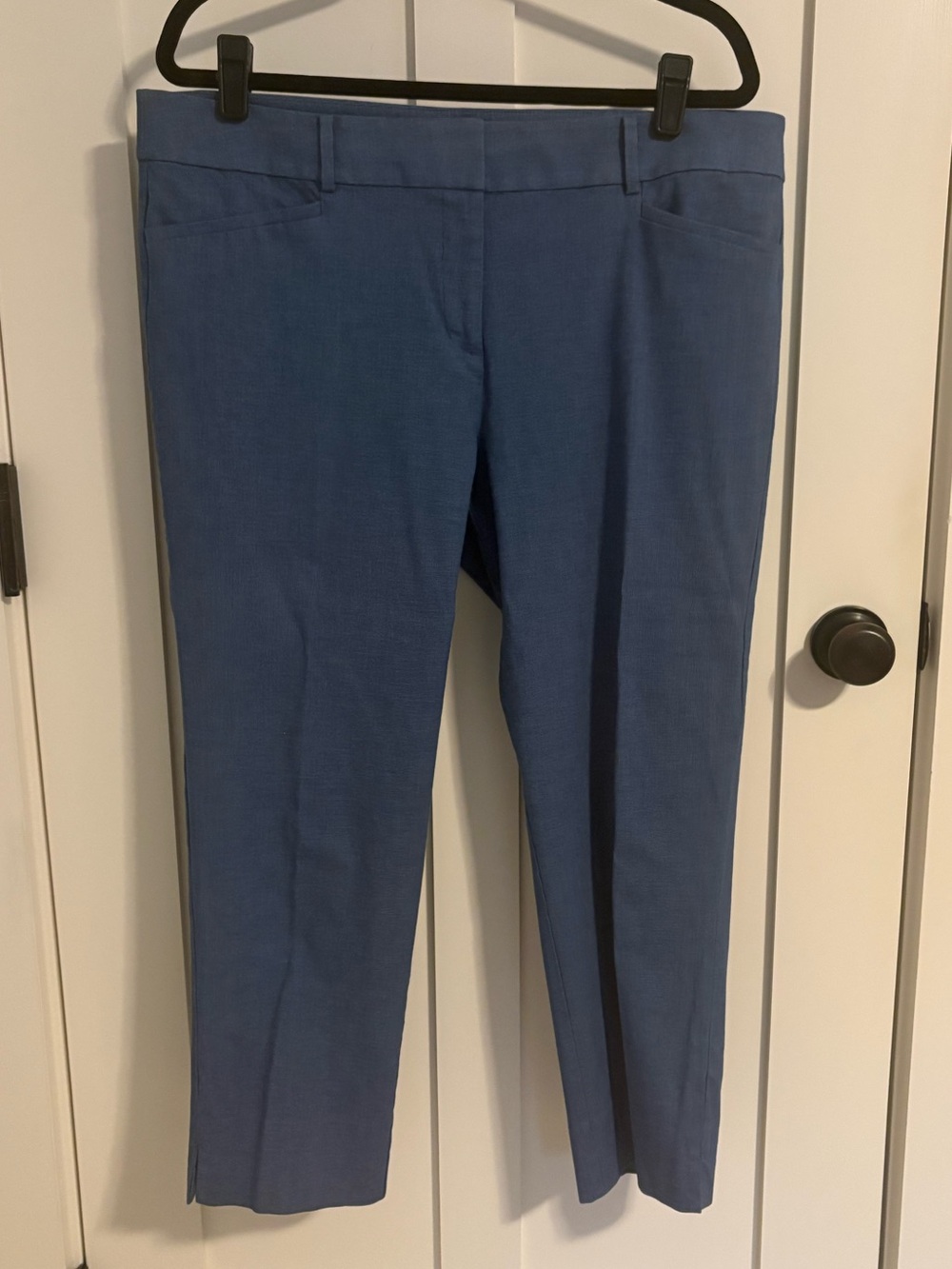 LOFT Blue Cropped Straight-Leg Pants